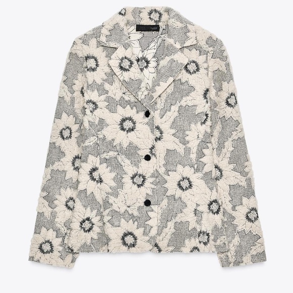 Zara Textured floral blazer, XL, GP1496 - Picture 3 of 9